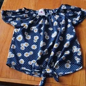 Jenna & Jessie Navy and Sunflower Swiss Dot Blouse